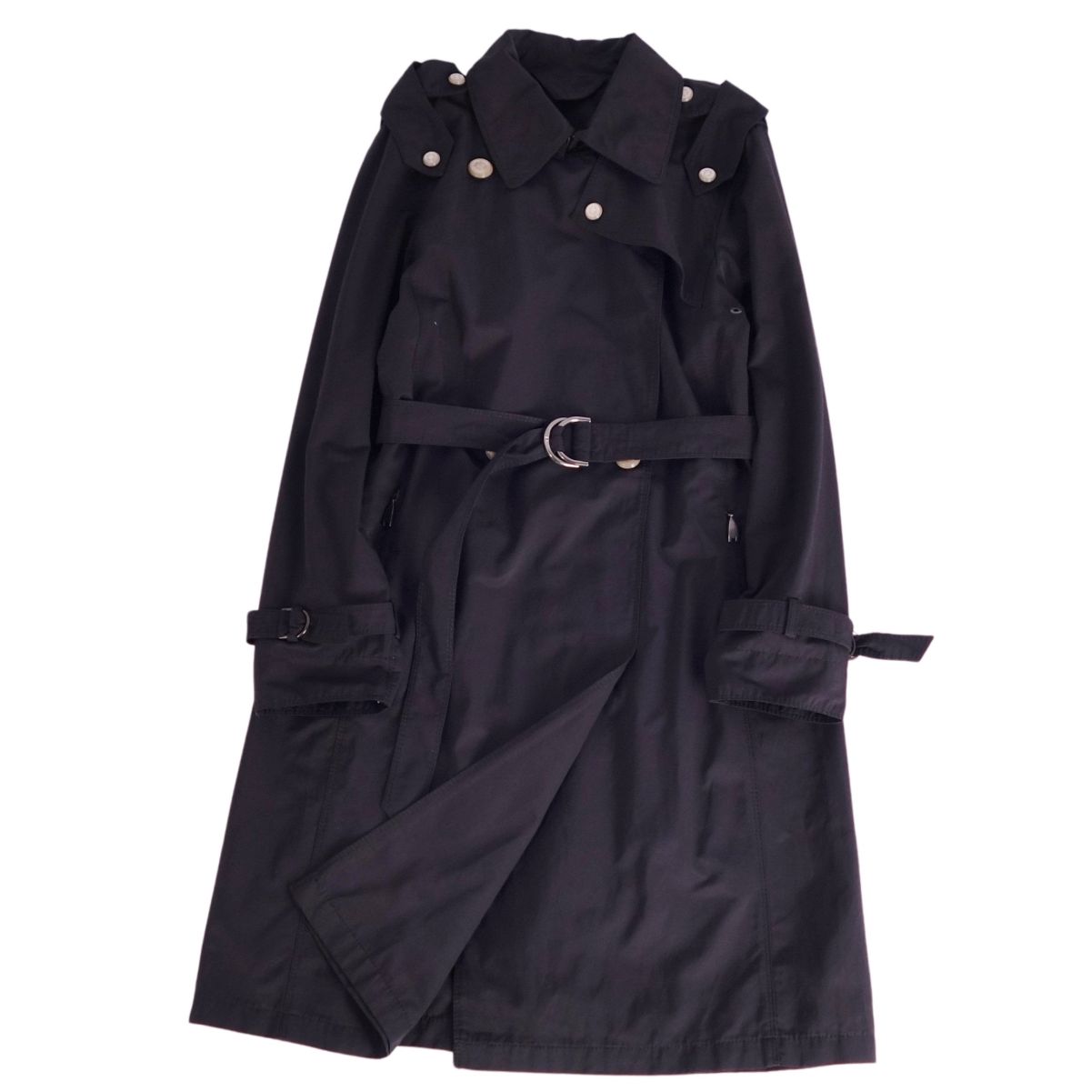 マックスマーラ Max Mara RAINWEAR コート トレンチコート 無地 コットン ナイロン アウター レディース JI40 US6 FB38(M相当) ブラック【中古】