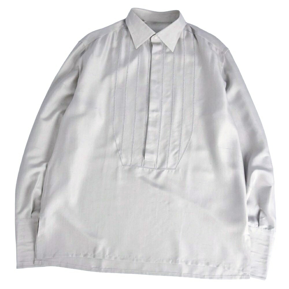 【美品】ブリオーニ Brioni シャツ ロングスリーブ 長袖 シルク トップス メンズ イタリア製 40(15 3/4) グレー【中古】