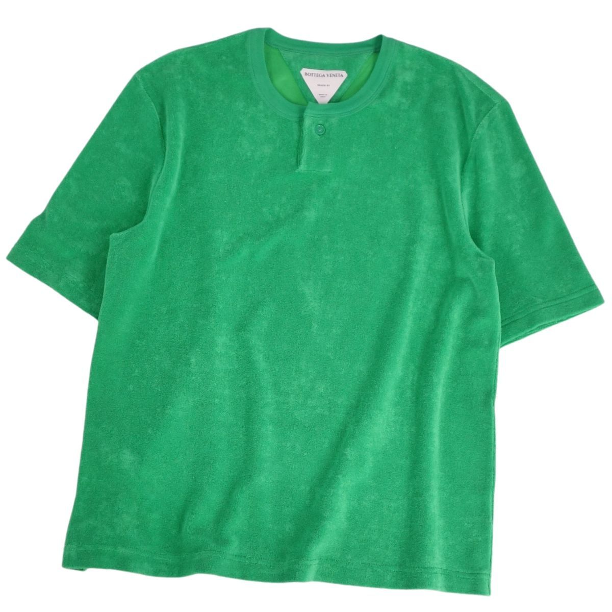 【極美品】ボッテガヴェネタ BOTTEGA VENETA Tシャツ 2020 ダニエルリー期 ヘンリーネック カットソー パイル地 コットン トップス メンズ イタリア製 M グリーン【中古】