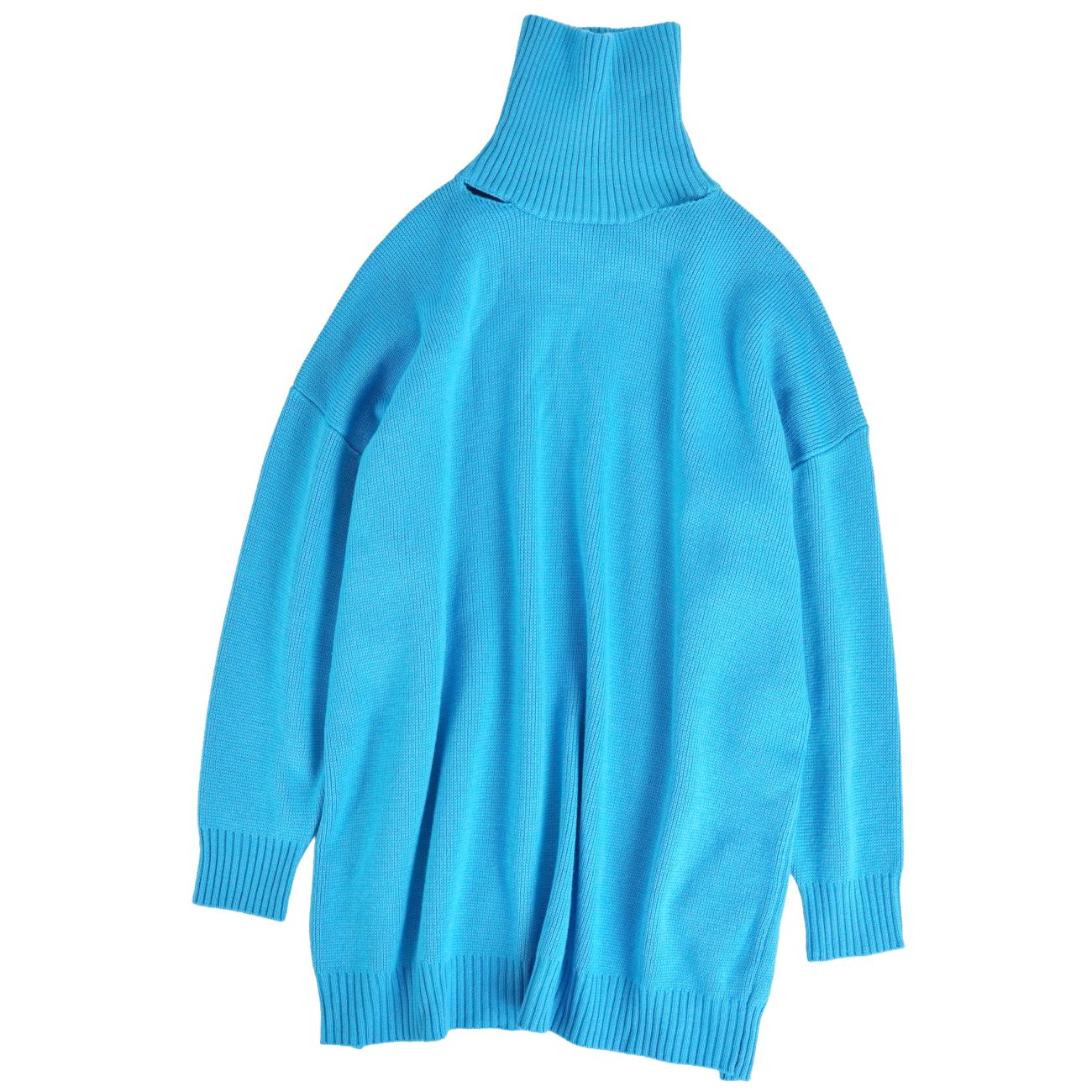 【新古品】バレンシアガ BALENCIAGA ニット セーター ロングスリーブ 長袖 バックスリット ウール トップス レディース イタリア製 S ブルー【中古】