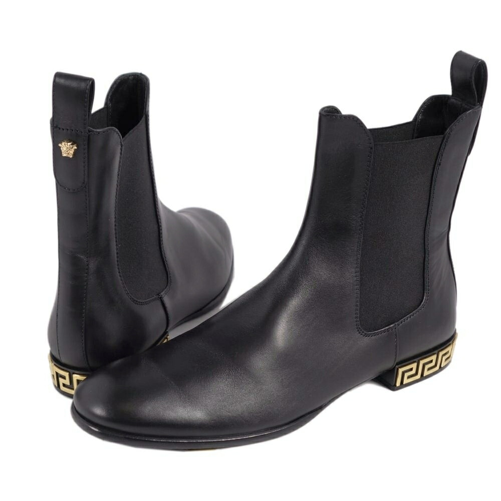 【美品】ヴェルサーチ VERSACE ブーツ ショートブーツ サイドゴア メデューサ レザー シューズ 靴 レディース イタリア製 38(25cm相当) ブラック【中古】｜MODEST LORD 仙台 店
