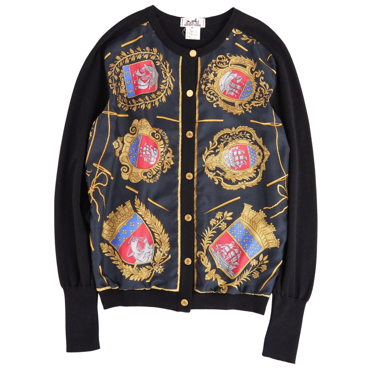 【美品】Vintage エルメス HERMES ジレー 編み物 地絹うつり変わり 総柄 羊毛 トップス レディース フランス共和国製 38(M好いかげんに) マルチ色つや【中古】