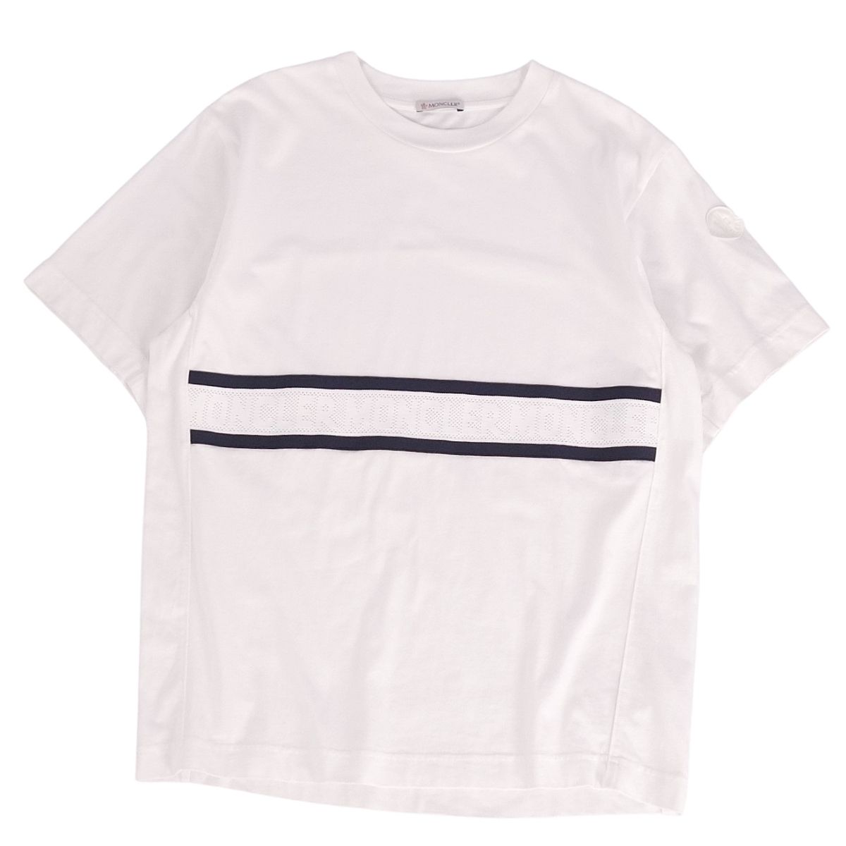 【美品】モンクレール MONCLER Tシャツ 2022 カットソー ショートスリーブ 半袖 コットン トップス メンズ XS ホワイト【中古】