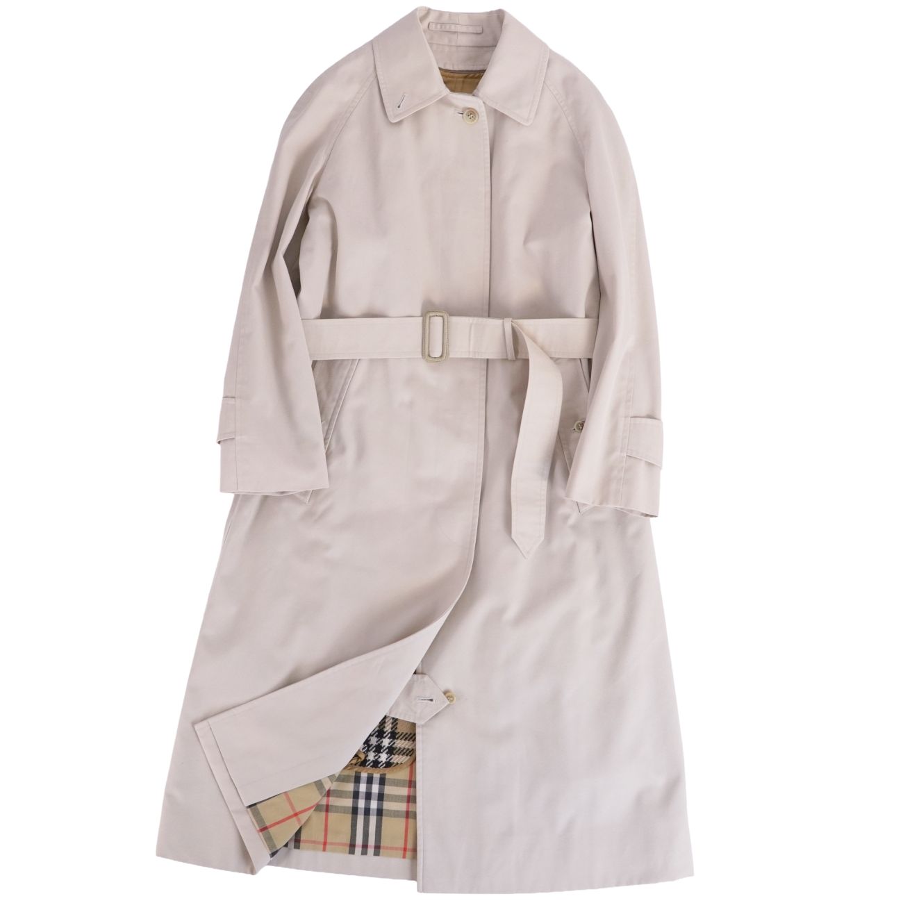 【美品】Vintage バーバリー Burberrys 厚地の外套 胴締め付き添い人 ラインドライヴ付き添い人 ステンカラー厚地の外套 バルマカーンコート 綿織物 アウター レディース SS ともし火ベージュ【中古】