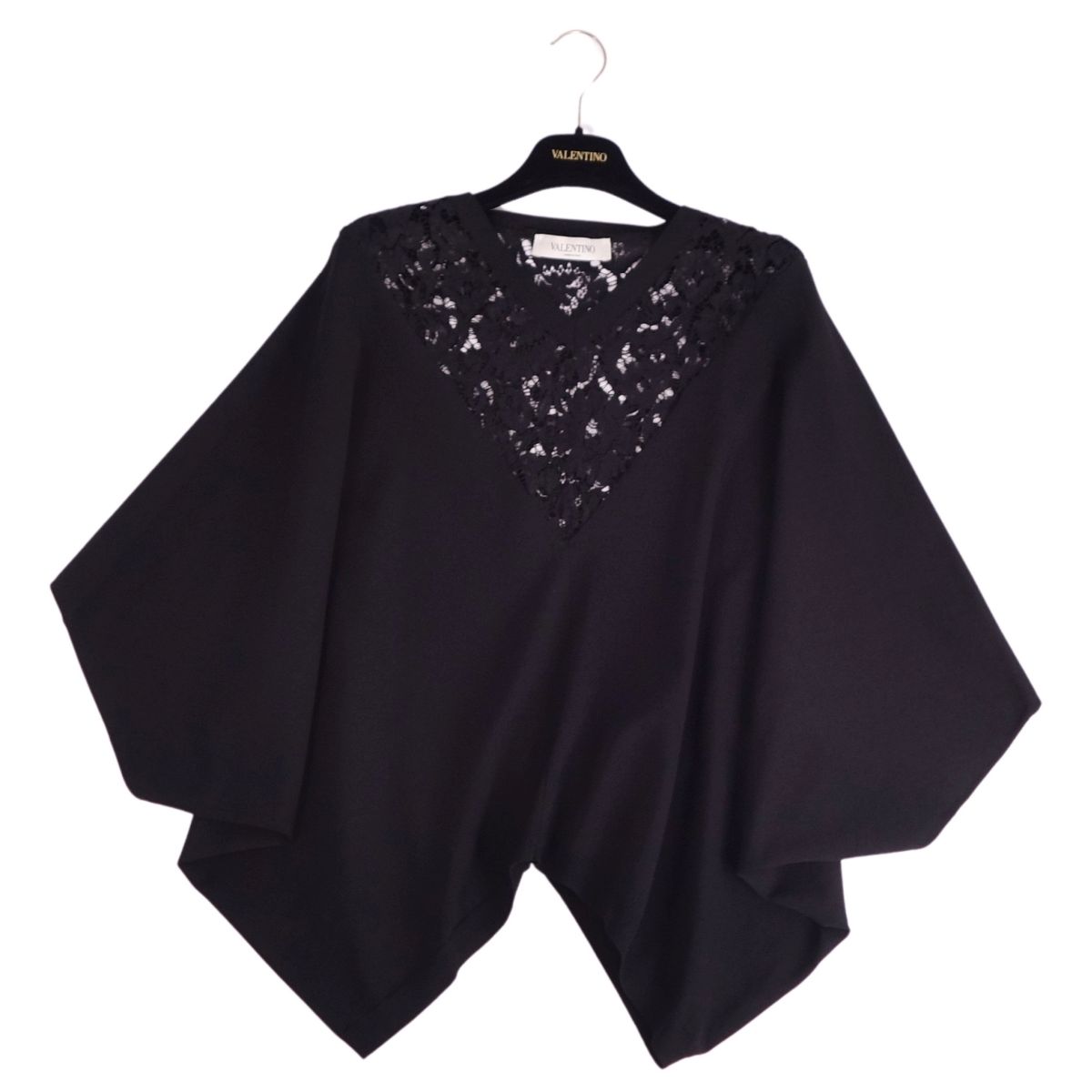 【美品】ヴァレンティノ VALENTINO シャツ ブラウス プルオーバー ジャージー レース トップス レディース S ブラック【中古】|MODEST LORD 仙台 店