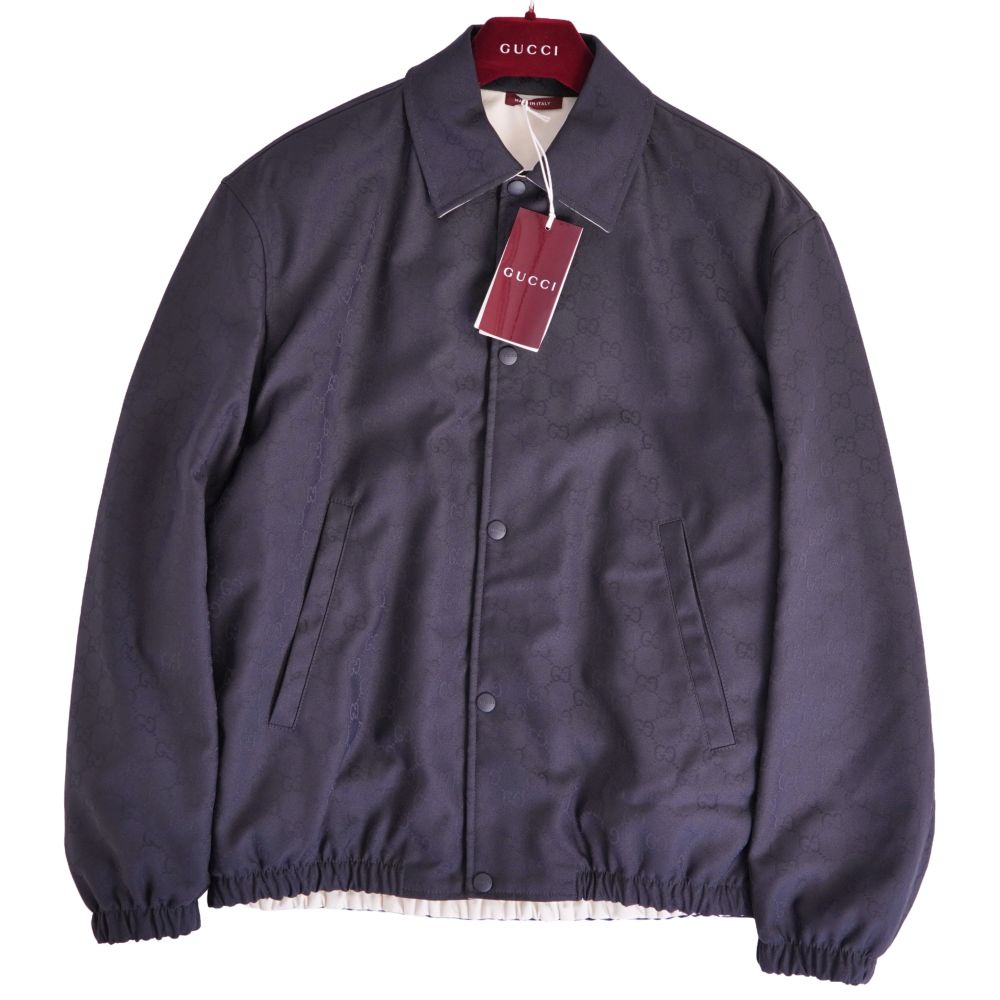 【新古品】グッチ GUCCI ジャケット 787211 ブルゾン リバーシブル GG柄 コットン アウター メンズ イタリア製 46(S相当) ネイビー/ホワイト【中古】|MODEST LORD 仙台 店