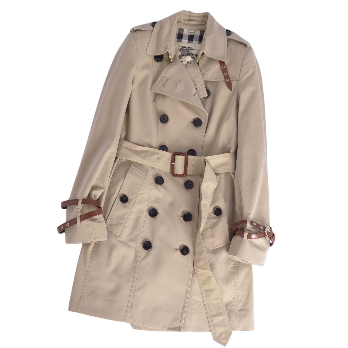 バーバリー 英国の首都 BURBERRY LONDON 厚地の外套 トレンチコート 裏照合のしるし アウター レディース UK6 US4 IT38(S好いかげんに) ベージュ【中古】