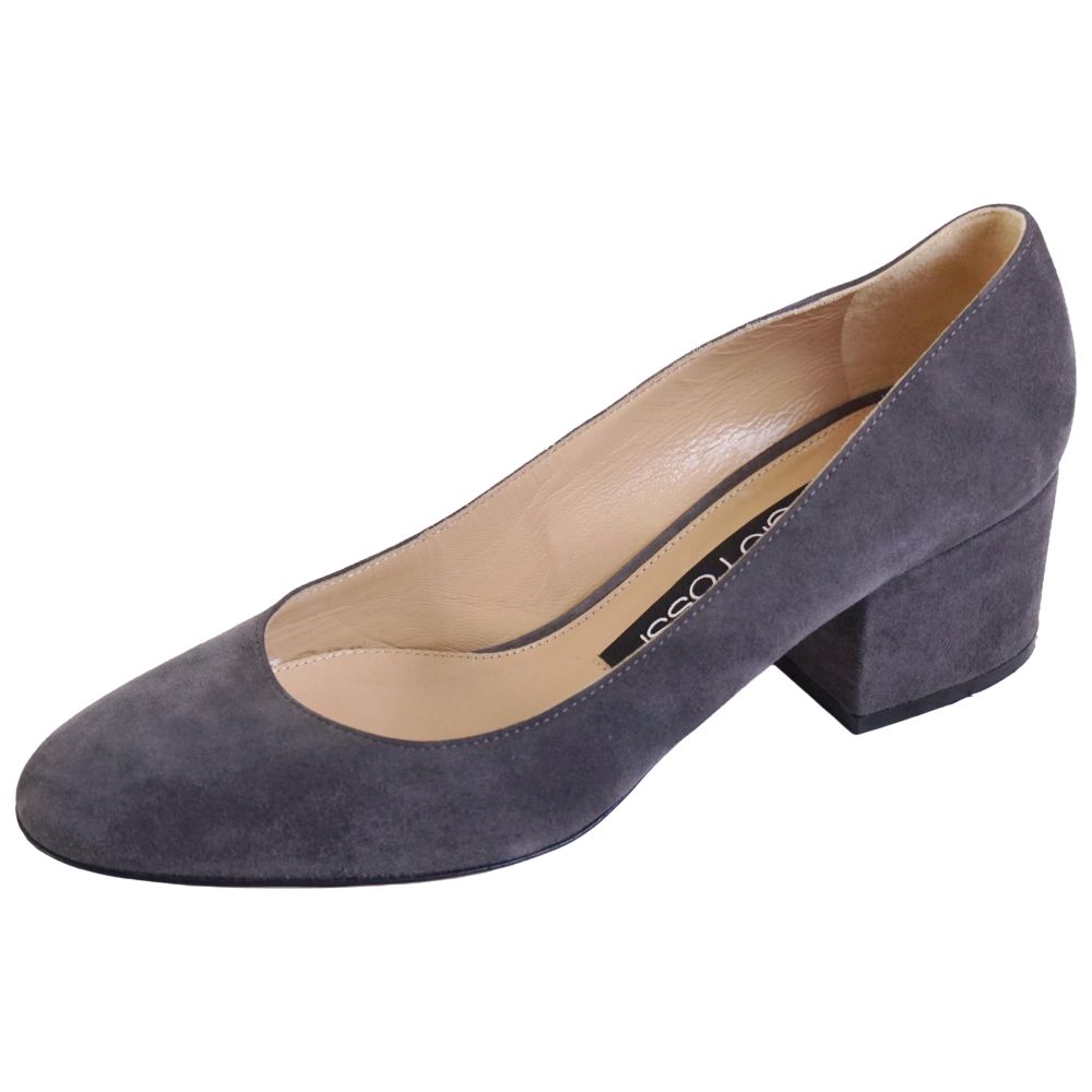 【美品】セルジオロッシ SERGIO ROSSI パンプス スウェードレザー ヒール シューズ 靴 レディース イタリア製 37.5(24.5cm相当) グレー【中古】