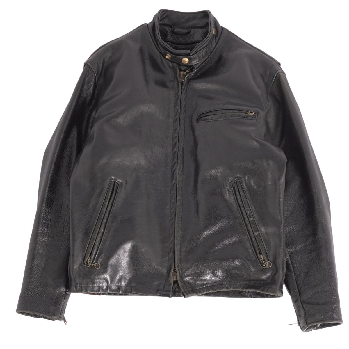 柳*家様 美品 SCHOTT 681 襟付き シングルライダース 裏地チェック 柳*家様 美品 SCHOTT 681 襟付き シングルライダース 裏地チェック