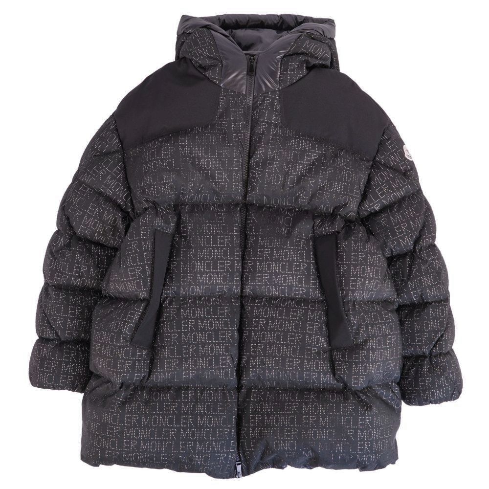 【美品】モンク線路 MONCLER 厚地の外套 2022 GRANDVAL 落ちこむ上衣 総柄 アウター レディース 3(XL好いかげんに) 黒いこと【中古】