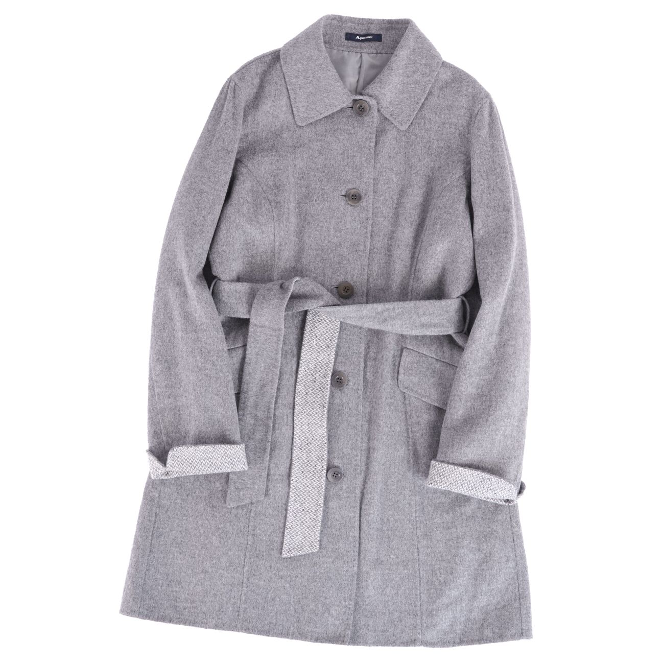 【美品】アクアスキュータム Aquascutum LONDON コート ベルト付き ロングコート ウール アンゴラ アウター レディース 8(M相当) グレー【中古】