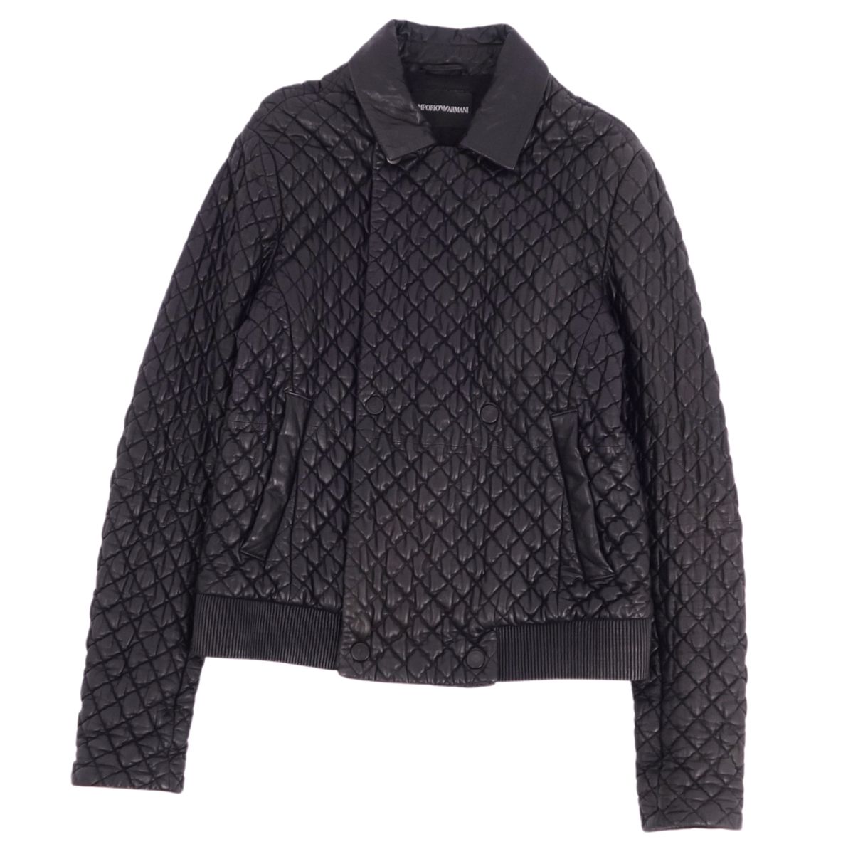 【美品】エンポリオアルマーニ EMPORIO ARMANI ジャケット レザージャケット キルティング ラムレザー アウター メンズ 46(S相当) ブラック【中古】｜MODEST LORD 仙台 店