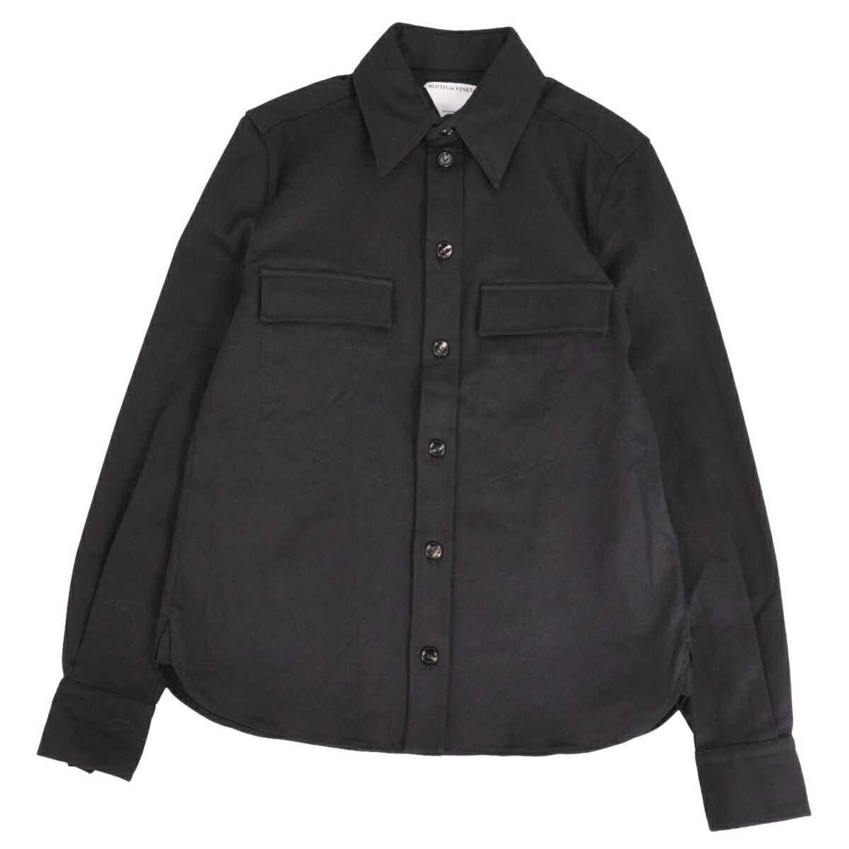 【新古品】ボッテガヴェネタ BOTTEGA VENETA 2022 シャツ ロングスリーブ 長袖 無地 コットン トップス レディース 36(S相当) ブラック【中古】|MODEST LORD 仙台 店