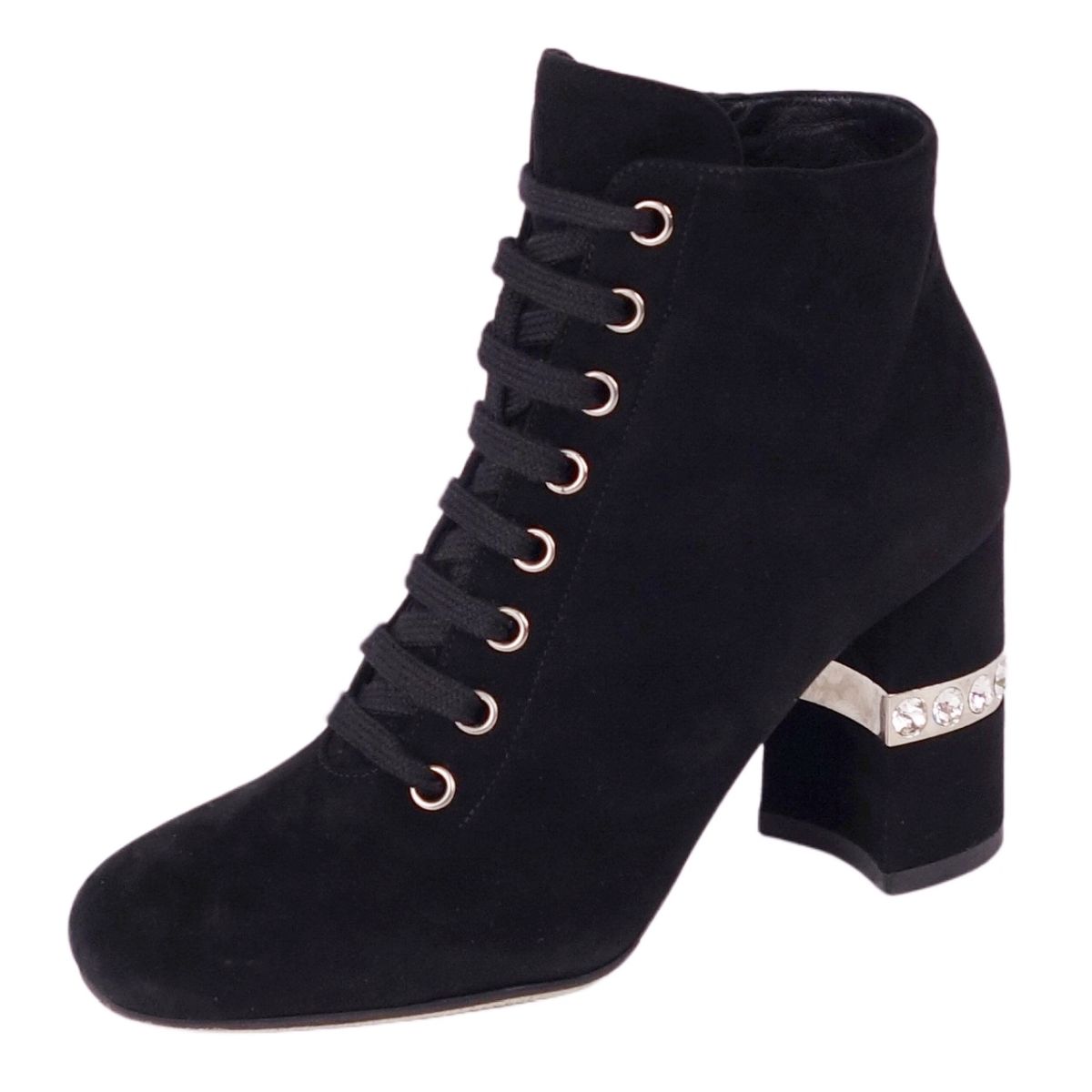 楽天市場】MIUMIU ミュウミュウ スタッズ レザー エンジニアブーツ