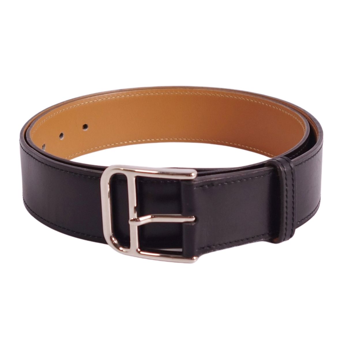 HERMÈS ブラックレザーベルト ゴールドバックルビンテージ 2315008996.jpg?1720509978