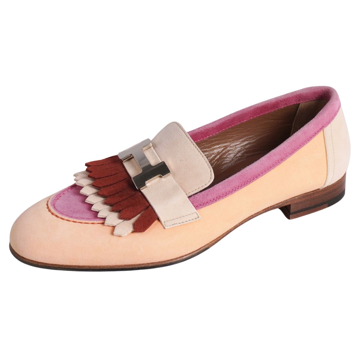 エルメス レザーローファー モカシン ロワイヤルマルチカラー レディース HERMES エルメス ローファー モカシン ロワイヤル #38 マルチカラー/白