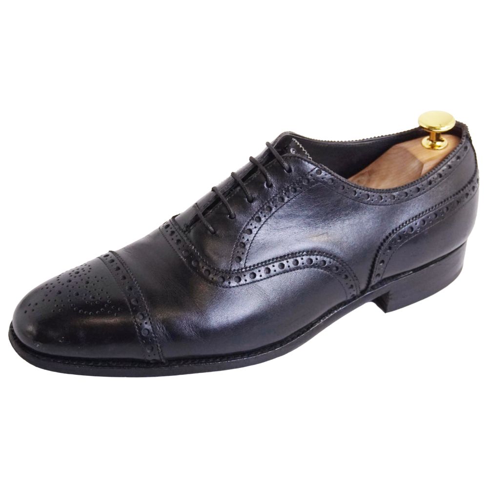 コールハーン バイ エドワードグリーン COLE HAAN by EDWARD GREEN レザーシューズ オックスフォード ビジネスシューズ メダリオン 革靴 メンズイングランド製 25cm相当 ブラック【中古】