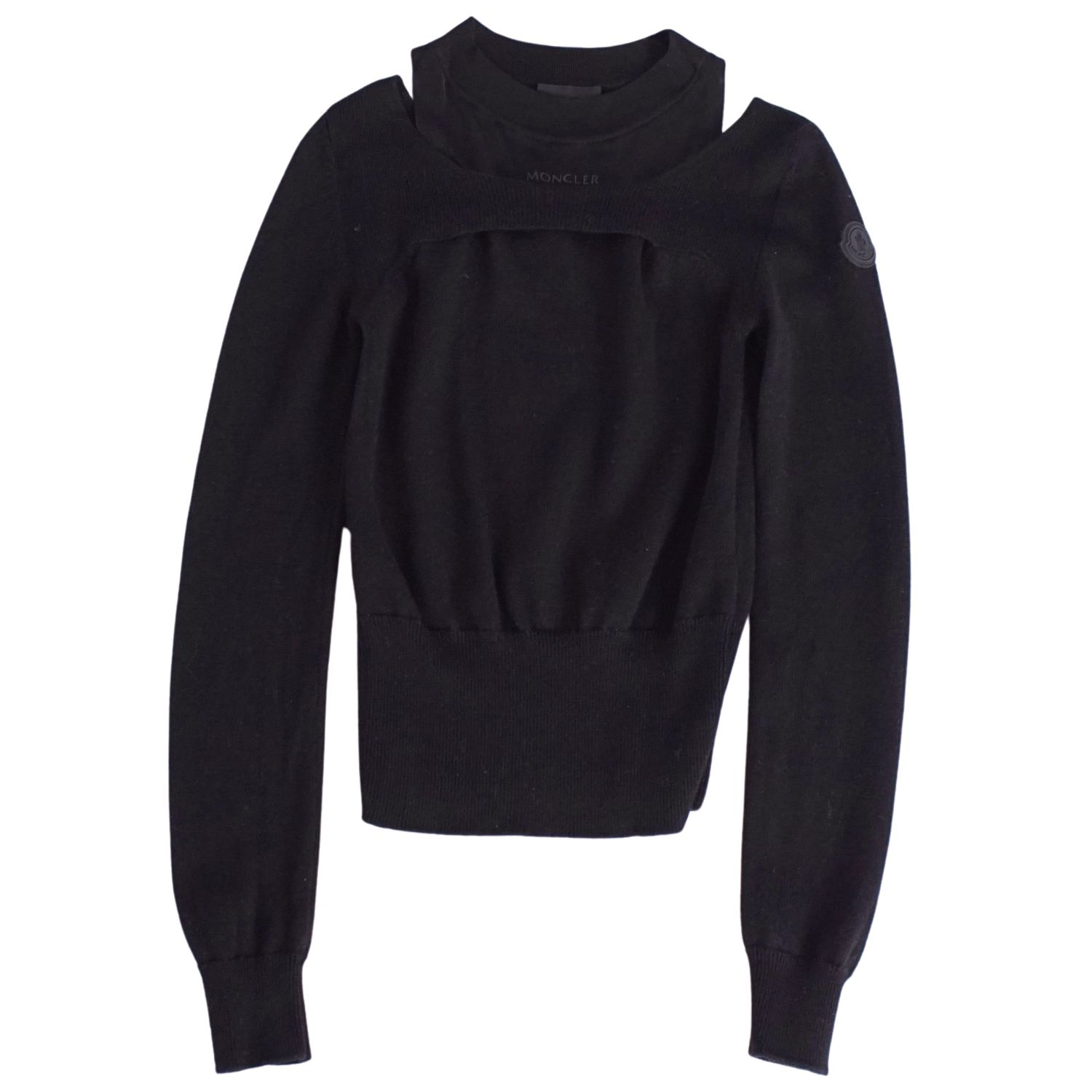 未使用・タグ付き★モンクレール　MAGLION トリコロール　ニット　黒　L 新品！モンクレール ニット カーディガン トリコロール ジップアップ