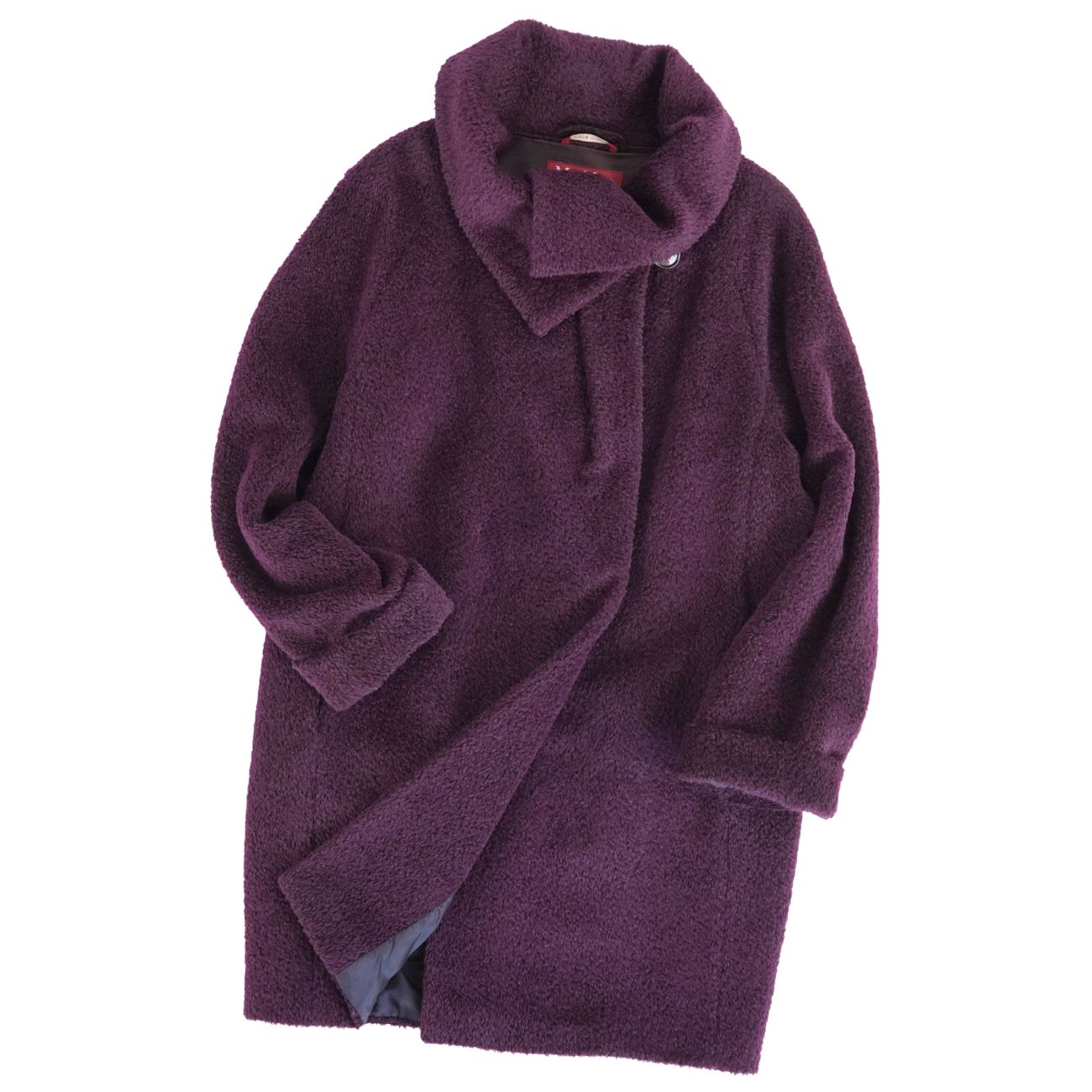 【美品】マックスマーラ Max Mara STUDIO コート シャギー アルパカ ウール アウター レディース イタリア製 JI38 USA4 GB6(S相当) パープル【中古】