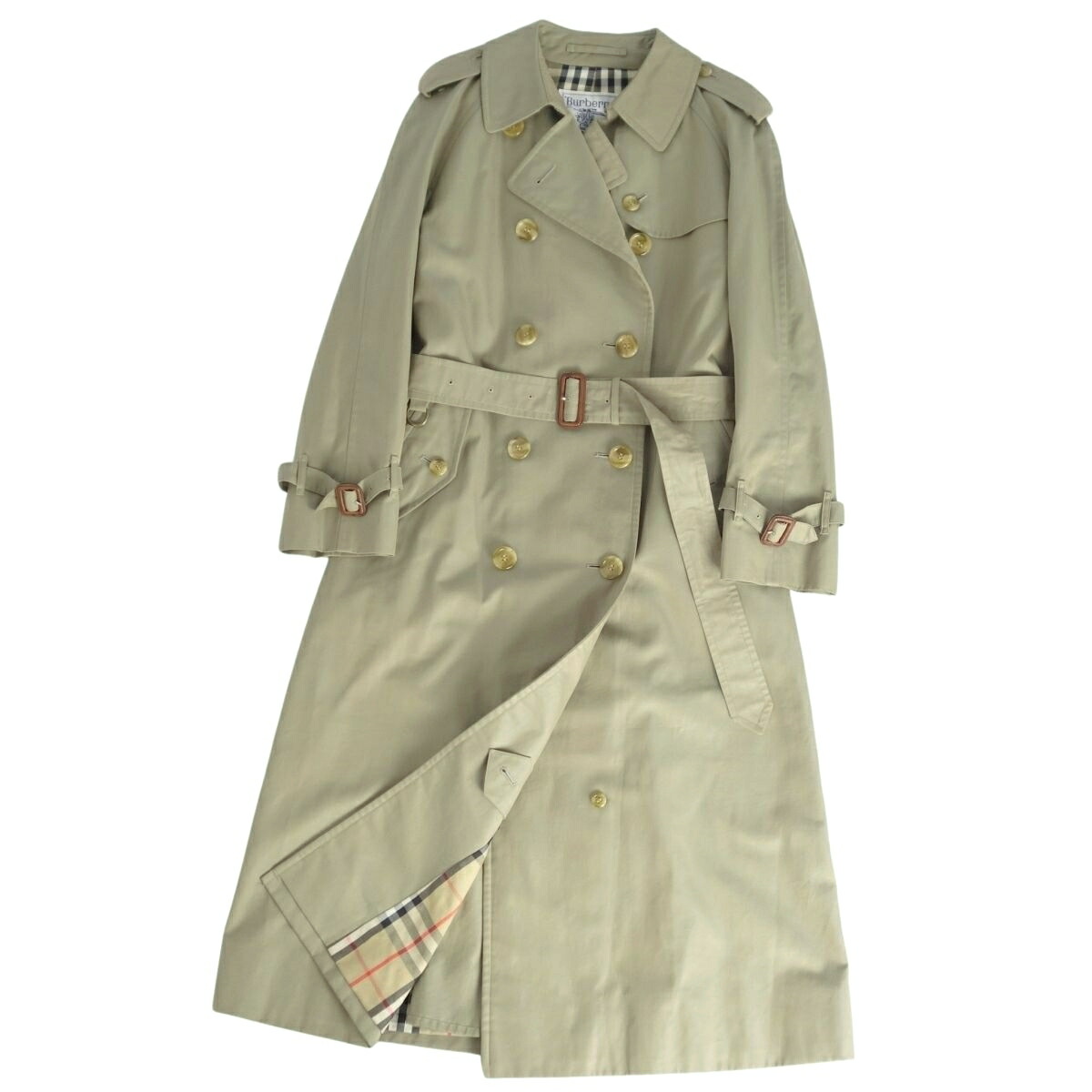 【極美品】Vintage バーバリー Burberrys 厚地の外套 トレンチコート 裏照合のしるし アウター レディース 9AB2(M好いかげんに) カーキベージュ【中古】