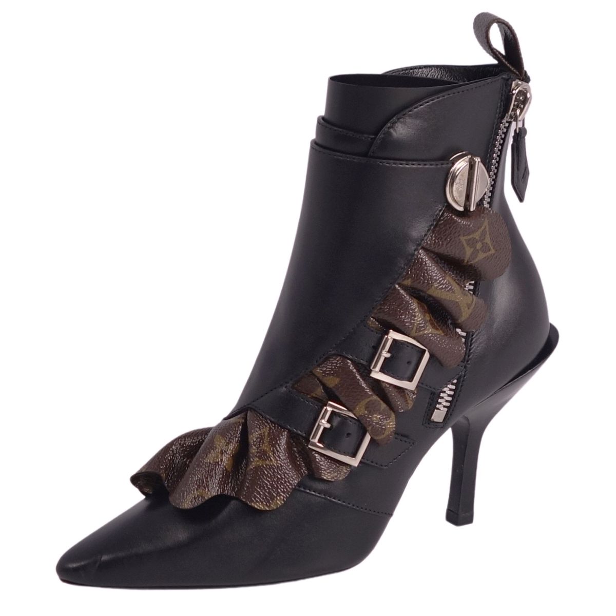 ルイヴィトン モノグラム キャンバス レザー ロングブーツ ヴィトン レザー モノグラム ロングブーツ ブラック 36