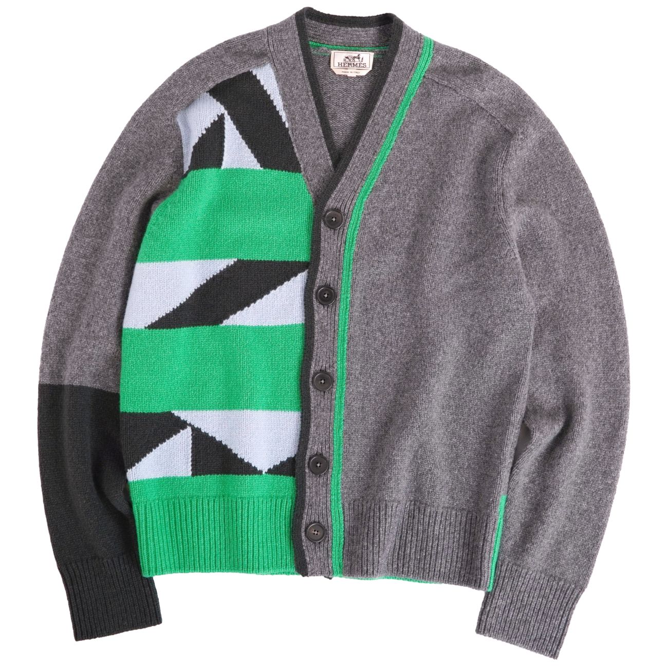 【極美品】エルメス HERMES ジレー 22AW RAYURES TANGRAM カシミール トップス メンズ イタリア製 L 薄墨色【中古】