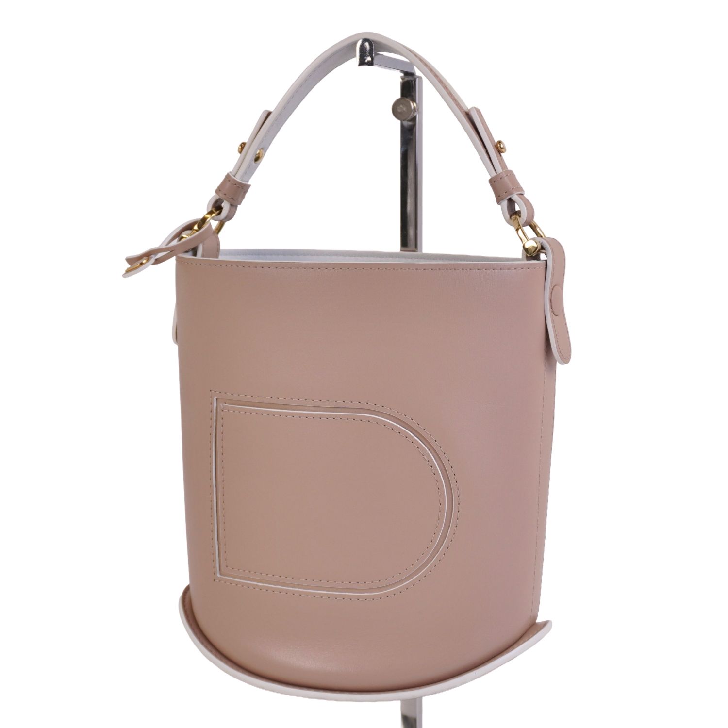 【極美品】デルヴォー DELVAUX 御徒面子 食麺麭 ミニ井戸釣瓶 Pin Mini Bucket トートバッグ ハンドバック なめし革 本革 鞄 鞄 レディース ベージュ【中古】