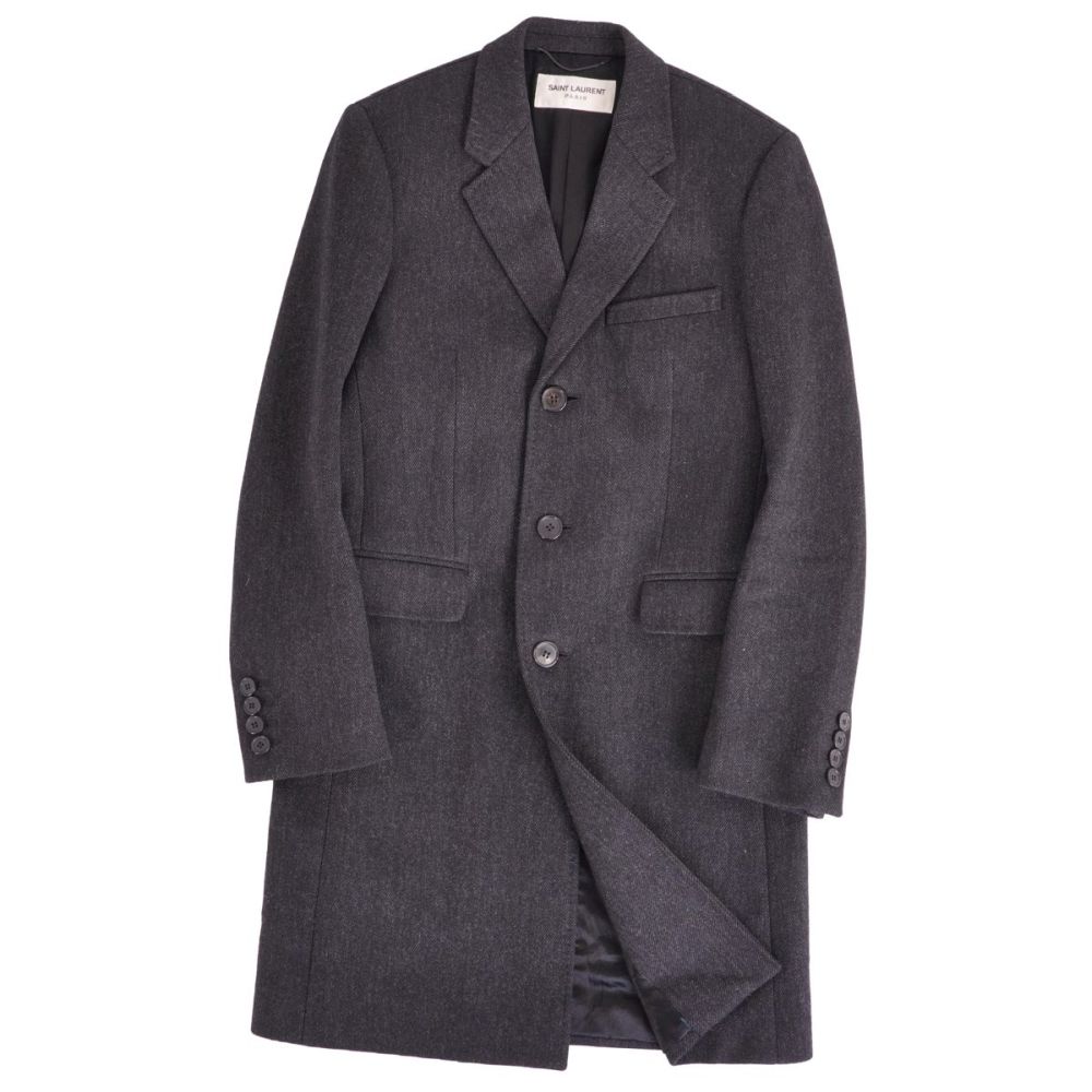サンローラン パリ SAINT LAURENT PARIS コート チェスターコート ウール アウター メンズ イタリア製 46 ダークグレー【中古】｜MODEST LORD 仙台 店