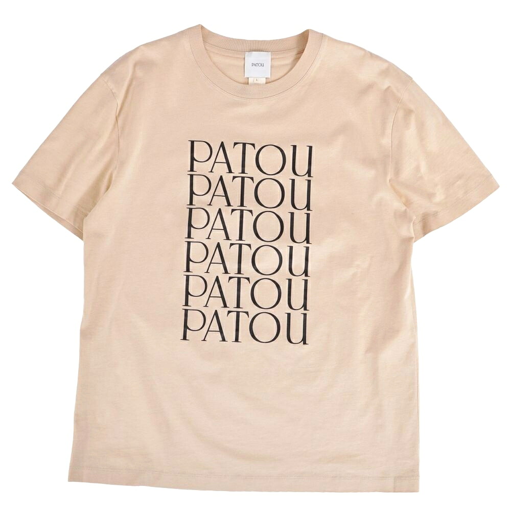【美品】パトゥ PATOU プルオーバー カットソー 遊撃手捩り 半袖 ロゴタイプ 綿織物 トップス レディース L ベージュ【中古】