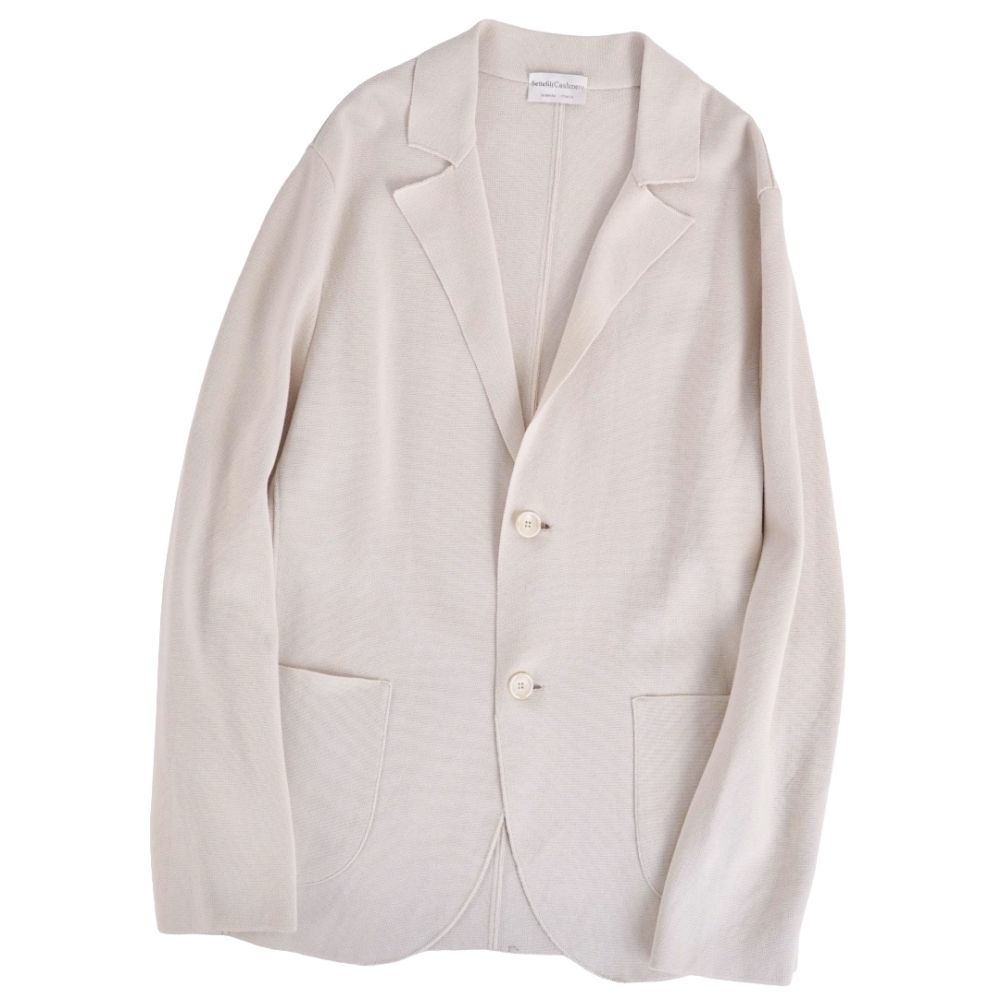 【美品】セッテフィーリカシミア Settefili Cashmere ジャケット テーラード ニット コットン アウター メンズ イタリア製 50(M相当) アイボリー【中古】｜MODEST LORD 仙台 店