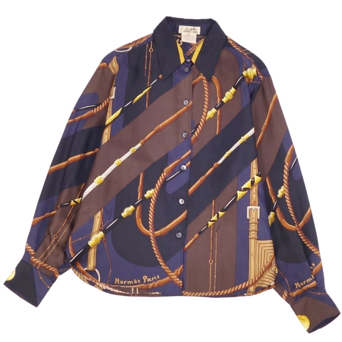 HERMESエルメス　ヴィンテージフランス製シルクシャツ HERMES - 美品 エルメス HERMES シャツ ロングスリーブ セリエ