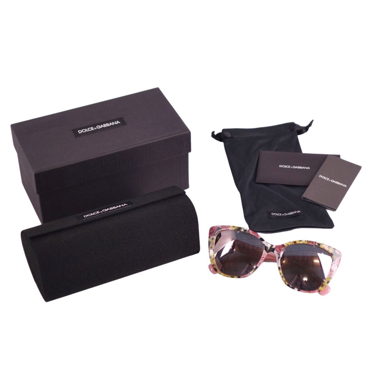 【極美品】ドルチェ&ガッバーナ DOLCE&GABBANA サングラス メガネ 眼鏡 DG4216 キャットアイ型 フラワー 花柄 アクセサリー レディース 55□17 マルチカラー【中古】