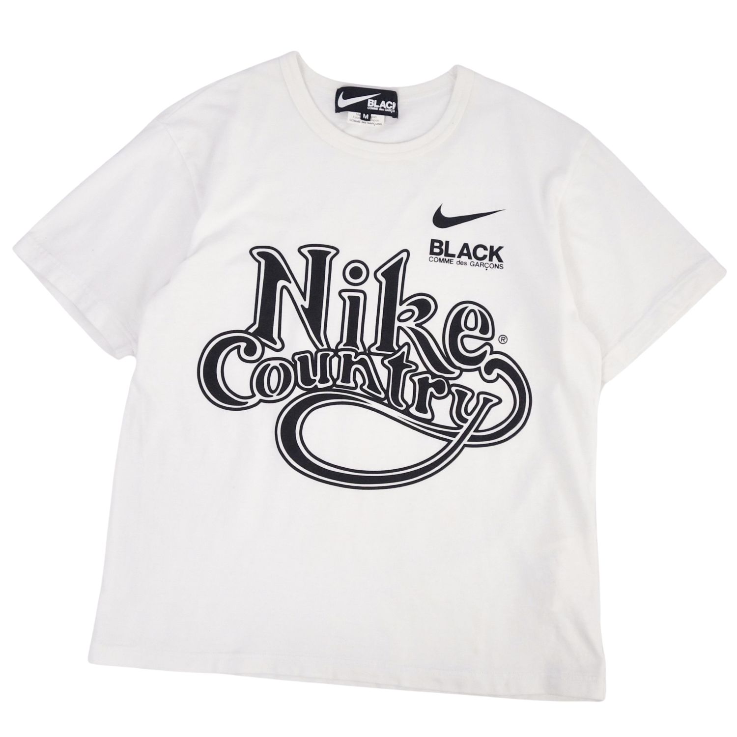 【美品】コムデギャルソン ナイキ BLACK COMME des GARCONS NIKE 2020年 Tシャツ カットソー 半袖 ショートスリーブ ロゴプリント トップス メンズ M ホワイト【中古】