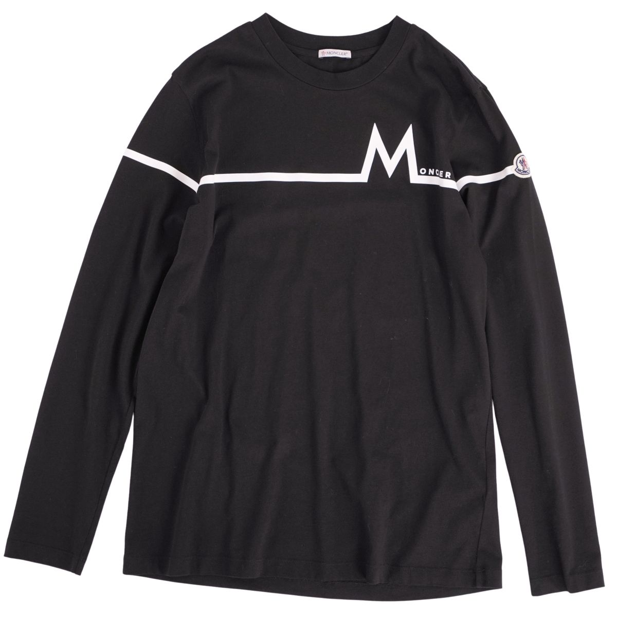 【美品】モンクレール MONCLER Tシャツ 2021 カットソー ロングスリーブ 長袖 コットン トップス メンズ M ブラック【中古】
