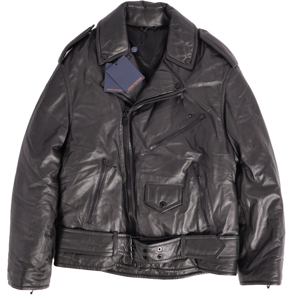 【新古品】ルイヴィトン LOUIS VUITTON ジャケット 2021 レザージャケット ダブル ライダース ラムレザー 中綿入り アウター メンズ イタリア製 48(M相当) ブラック【中古】|MODEST LORD 仙台 店
