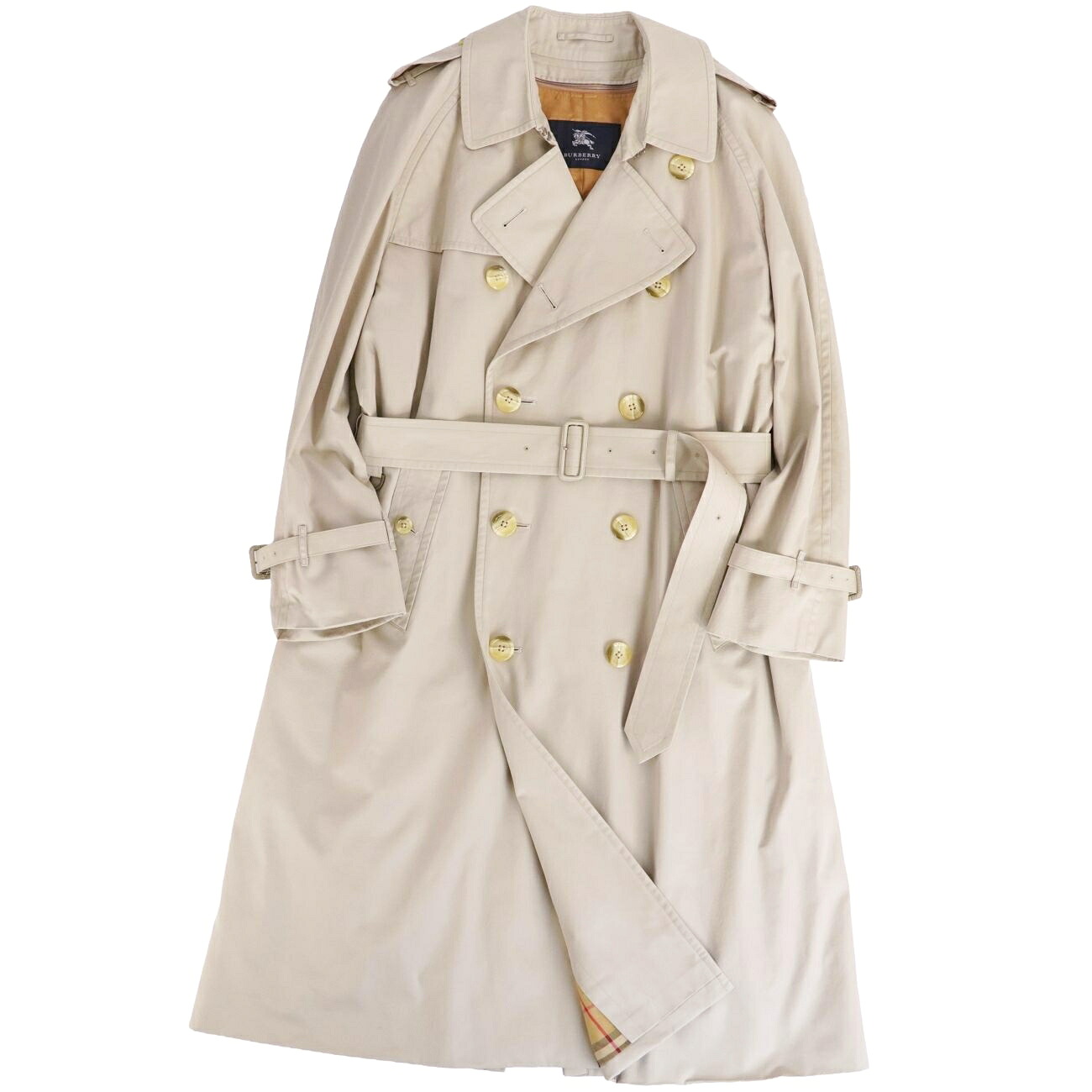 【美品】赤ちょうちんバリー 英国の首都 BURBERRY LONDON 厚地の外套 ラインドライブ付き添い人 トレンチコート 綿織物 アウター メンズ 96-180-7(XL好いかげんに) 点火装置ベージュ【中古】