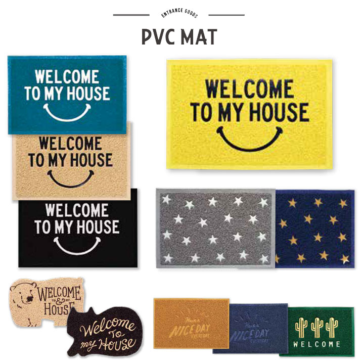 玄関マット Pvcエントランスマット 玄関 屋外 泥落とし おしゃれ スマイル ニコちゃん 外 室外 ベランダ かわいい 丈夫 洗える 庭 レディース メンズ シンプル ロゴ 英字 英語 インテリア テキスト ワンポイント Sale 72 Off
