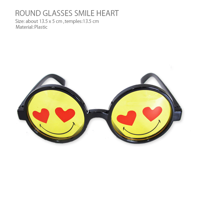 楽天市場 メール便対応 丸メガネ Smile Heart サングラス パーティやイベントにぴったりなニコちゃんマーク おもしろいメガネ 可愛い デザインなので インスタ映えしそう ファッションのワンポイントとして 他にも個性的なサングラスがたくさん ギフトにも