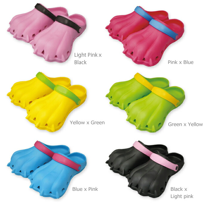 楽天市場 かいじゅうサンダル 怪獣サンダル レディース ジュニア怪獣の足型をした軽くて歩きやすい可愛いサボサンダル スリッパ 男の子 女の子 キッズの子供も大喜び 散歩などの普段使い以外にもビーチや雨の日にレインコートと併せても使えるモンスター