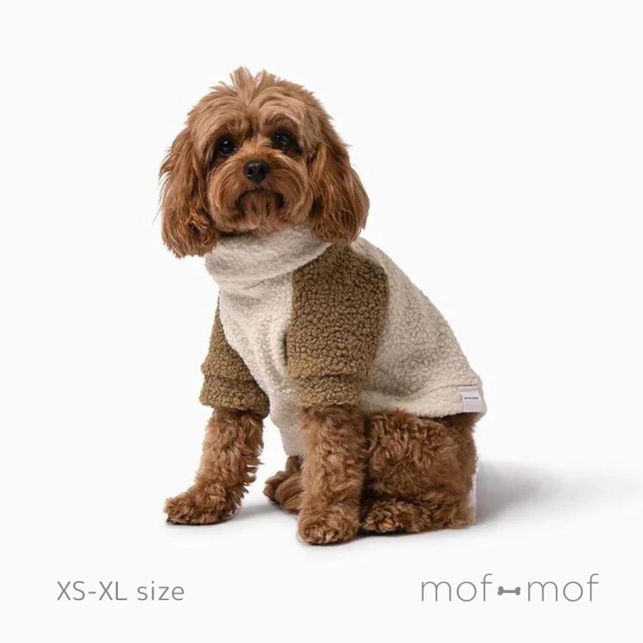 MRWOOF ハイネックフリース ツートン（皮膚軟化剤 x 駱駝） 大きさ取り替えっこ無料 ハイネックフリース ミスターウーフ フリース 犬服 ほっつき歩く 防寒 北欧 イタグレ 小型犬 中型犬 大型犬 トイプー 長袖 犬 高品質 分かりやすい 今めかしい 愛くるしげ モフモフ