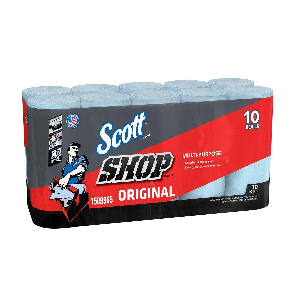 【ポイント最大9倍!お買い物マラソン！】スコット ショップタオル ブルー 55枚 x 10 ロール ct1509965