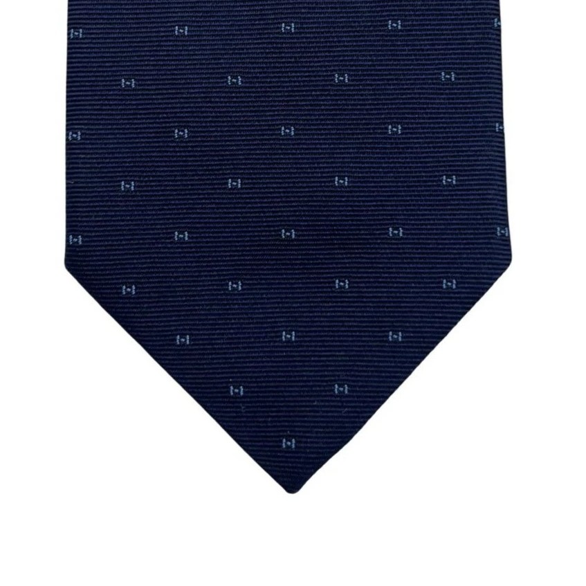 美品】エルメス HERMES ネクタイ 総柄 ブルー系 シルク タグ付き