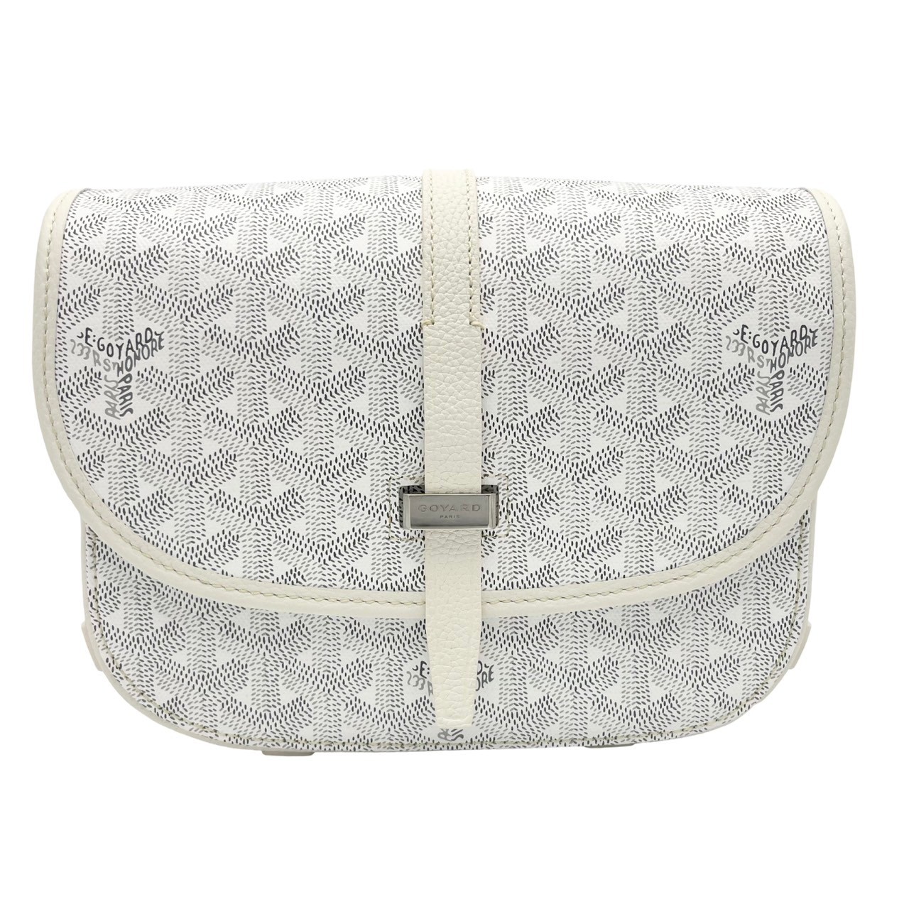 【中古】 GOYARD ゴヤール Belvedere Bag PM ベルヴェデーレPM ショルダーバッグ  白いこと 帆布/トリヨンレザー 中古 WHITE CANVAS/LEATHER USED 御徒面子