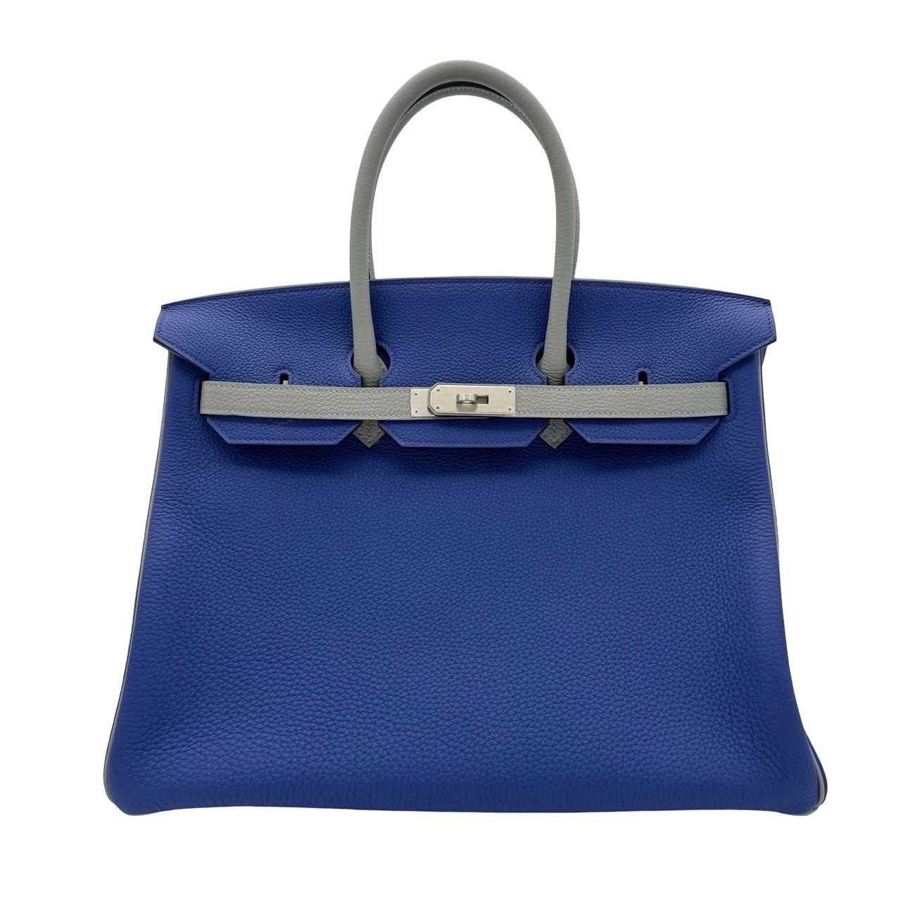 【中古】 Herm&egrave;s エルメス バーキン35 ブルーエレクトリック グリムエット トゴ シルバー金具 A刻(2017年) ブランドバッグ ハンドバッグ バッグ 中古品 レディース｜Mohlong Luxury