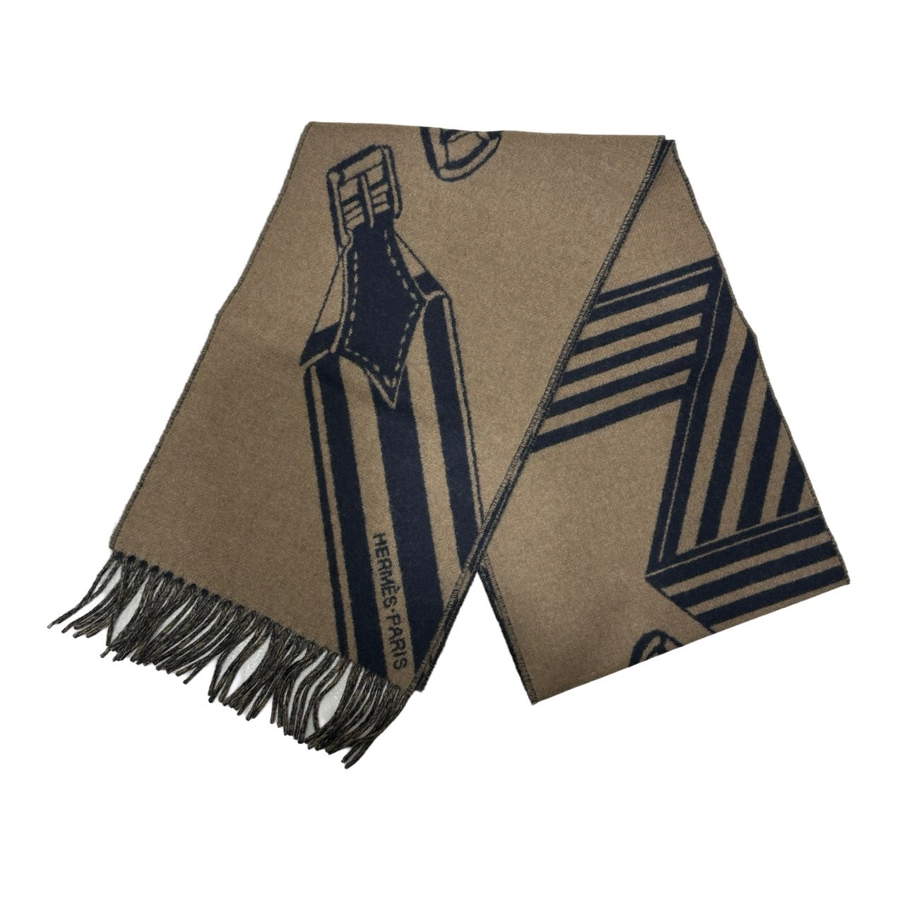 【美品】 エルメス　カシミア　マフラー　マルジェラ　ダークブラウン　ユニセックス 貴重レア！HERMES by MartinMargiela エルメス～マルタン