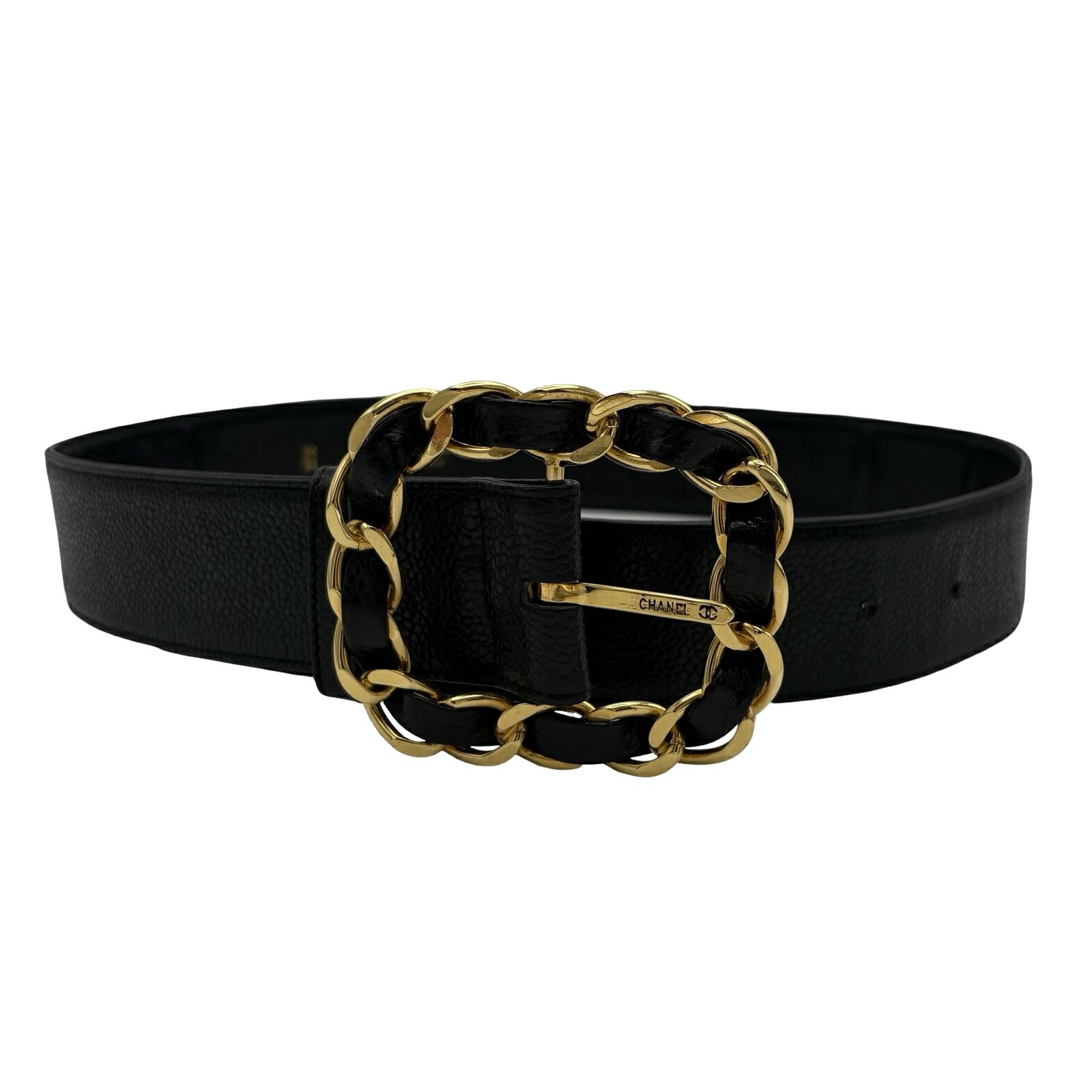 CHANEL ブラックレザー ベルト ゴールドバックル シャネル/ベルト/黒×ゴールドの買取実績【ブランディア】