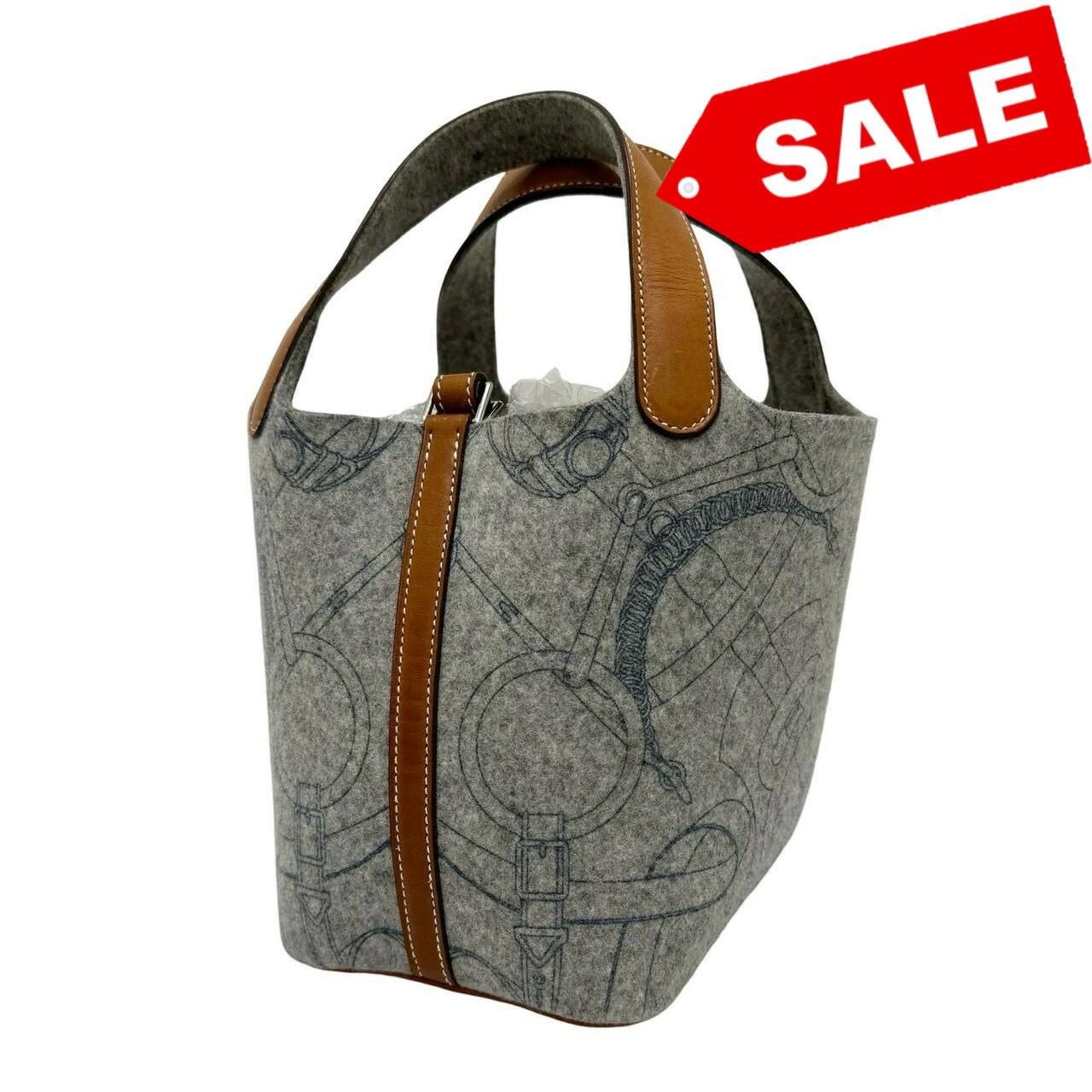 【最終SALE!! 　￥308,000→￥288,000】 Herm・・s エルメス ピコタンロックPM グレイ ゴールド グレー系 スイフト フェルト シルバー金具 □L刻(2008年) ブランドバッグ ハンドバッグ バッグ 中古 SALE セール