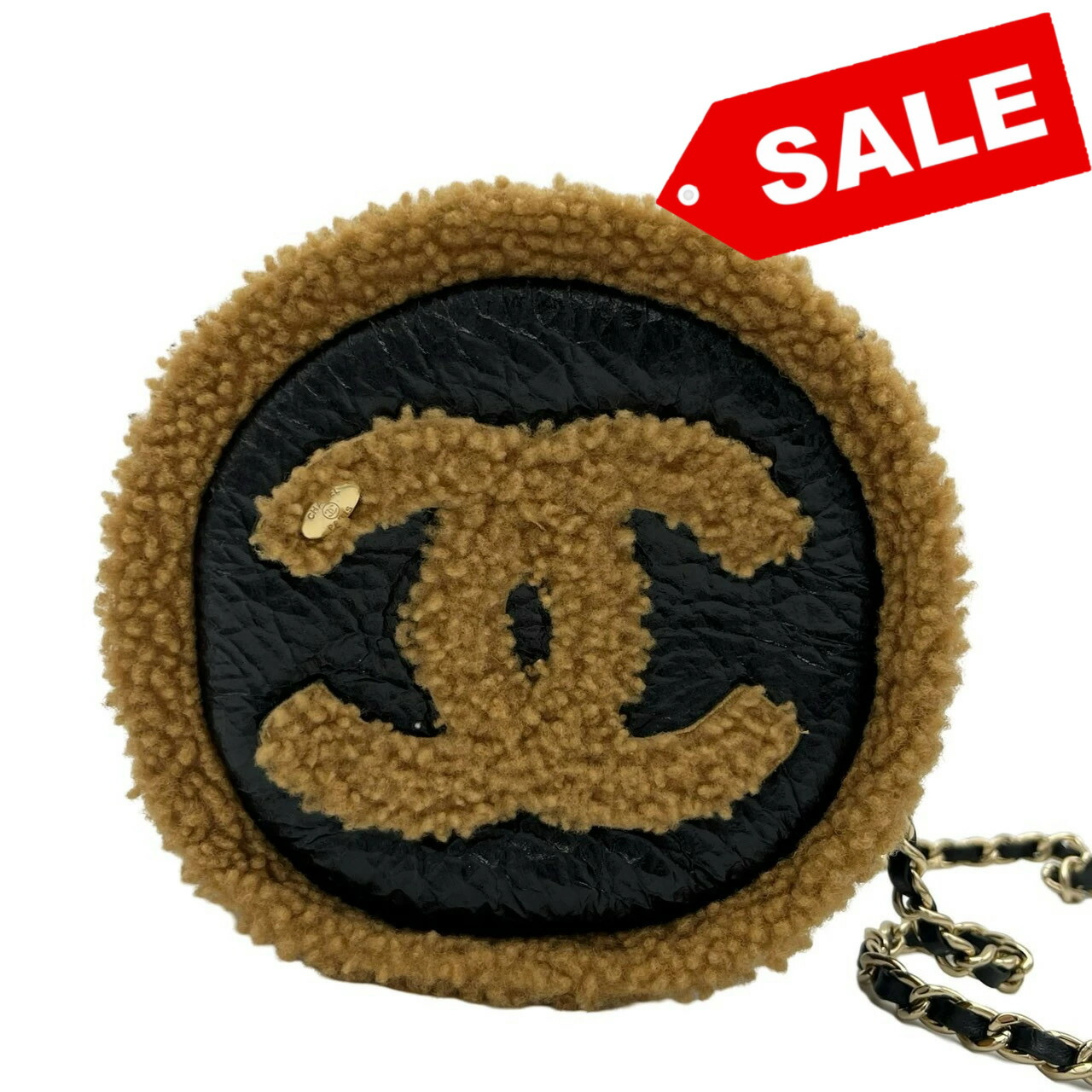 【￥10,000OFFクーポン配布中￥414,000→￥404,000】 CHANEL シャネル BOAR CHAIN SHOULDERBAG ボアチェーンショルダー ショルダーバッグ 28番台(2019年) ブラック/ブラウン ボア/レザー 中古 USED バッグ セール