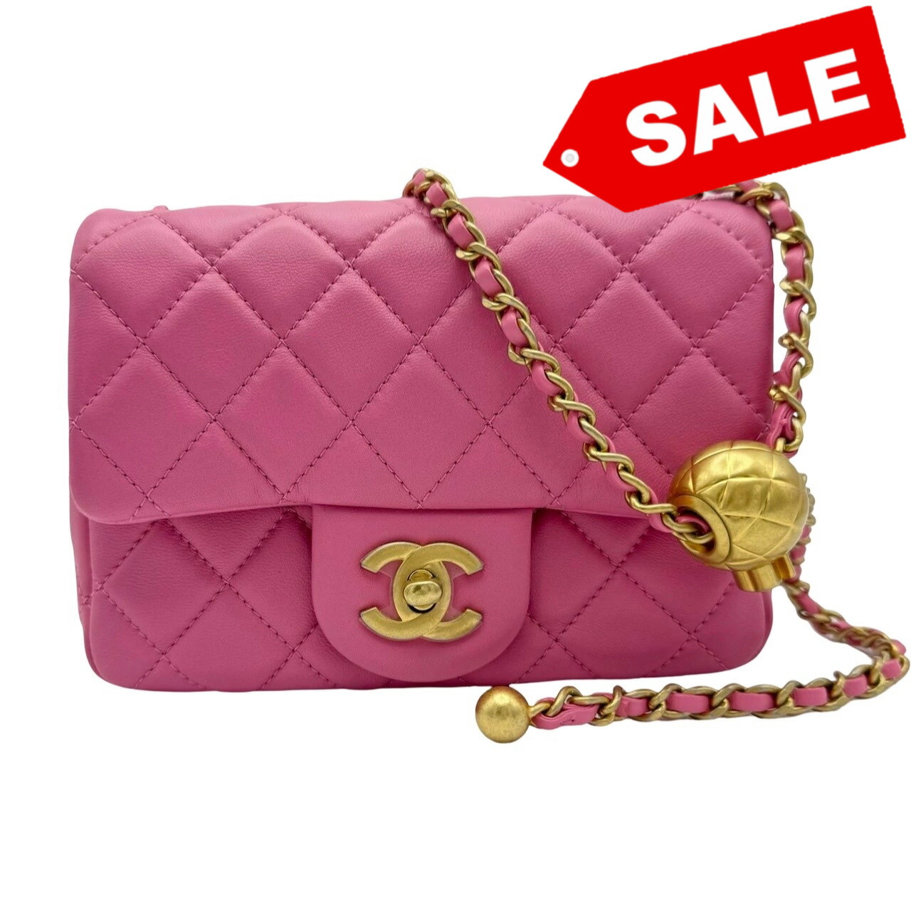 【￥10,000OFFクーポン配布中￥782,000→￥772,000】 CHANEL シャネル ミニマトラッセ チェーン ショルダーバッグ ピンク ラムスキン ピンク系 ゴールド金具 30番台(2020年) ブランドバッグ ショルダーバッグ 中古品 SALE セール