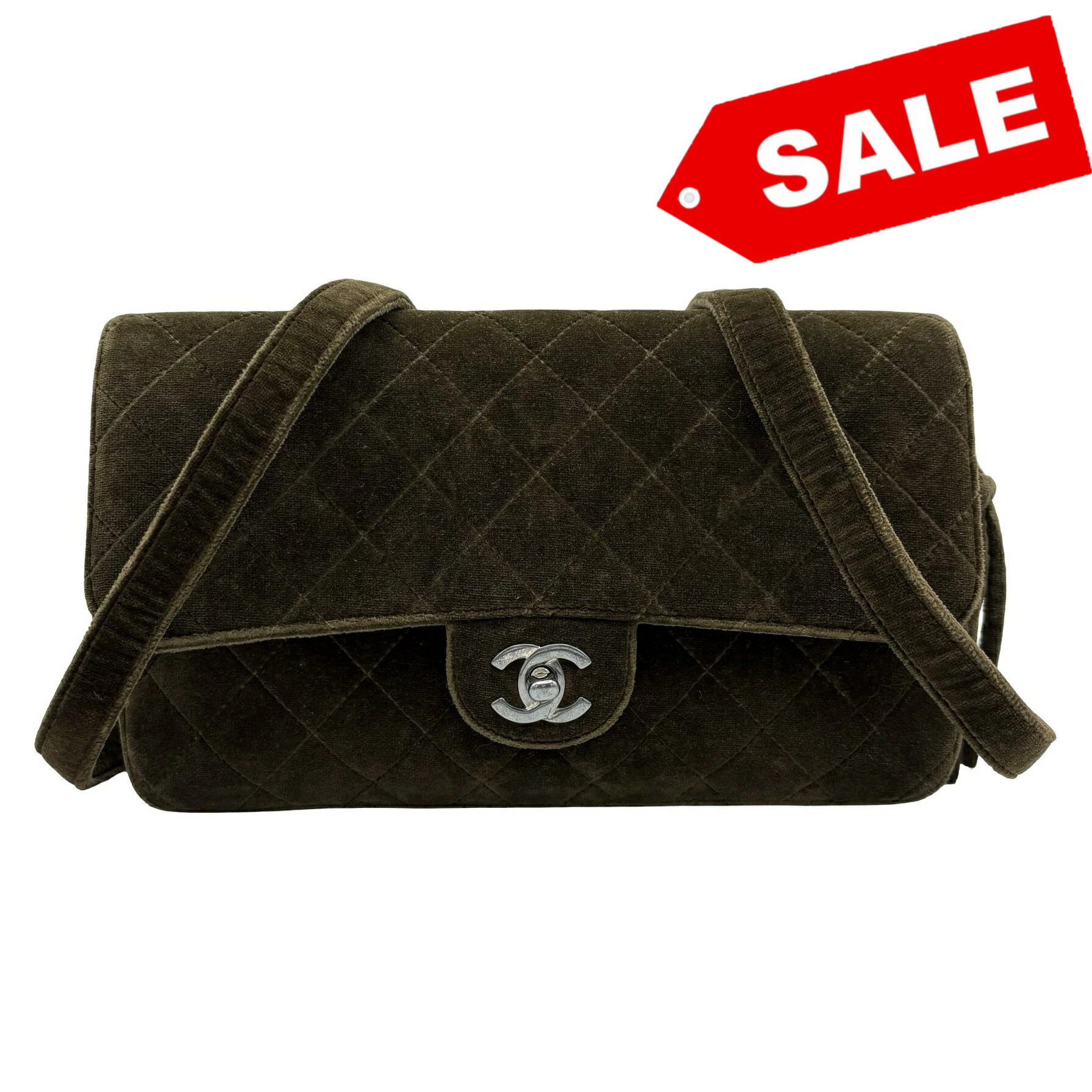 【最終SALE!!￥100,000OFF ￥917,500→￥817,500】 CHANEL シャネル MATELASSE VELOUR BACK PACK マトラッセベロアバッグパック バックパック 4番台(1996-1998年) カーキ ベロア 中古 USED バッグ SALE セール